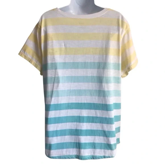 🔴 4/$15 a.n.a Yellow Teal White Stripe Short Sleeve Relaxed Fit T-Shirt size XL - Picture 2 of 14